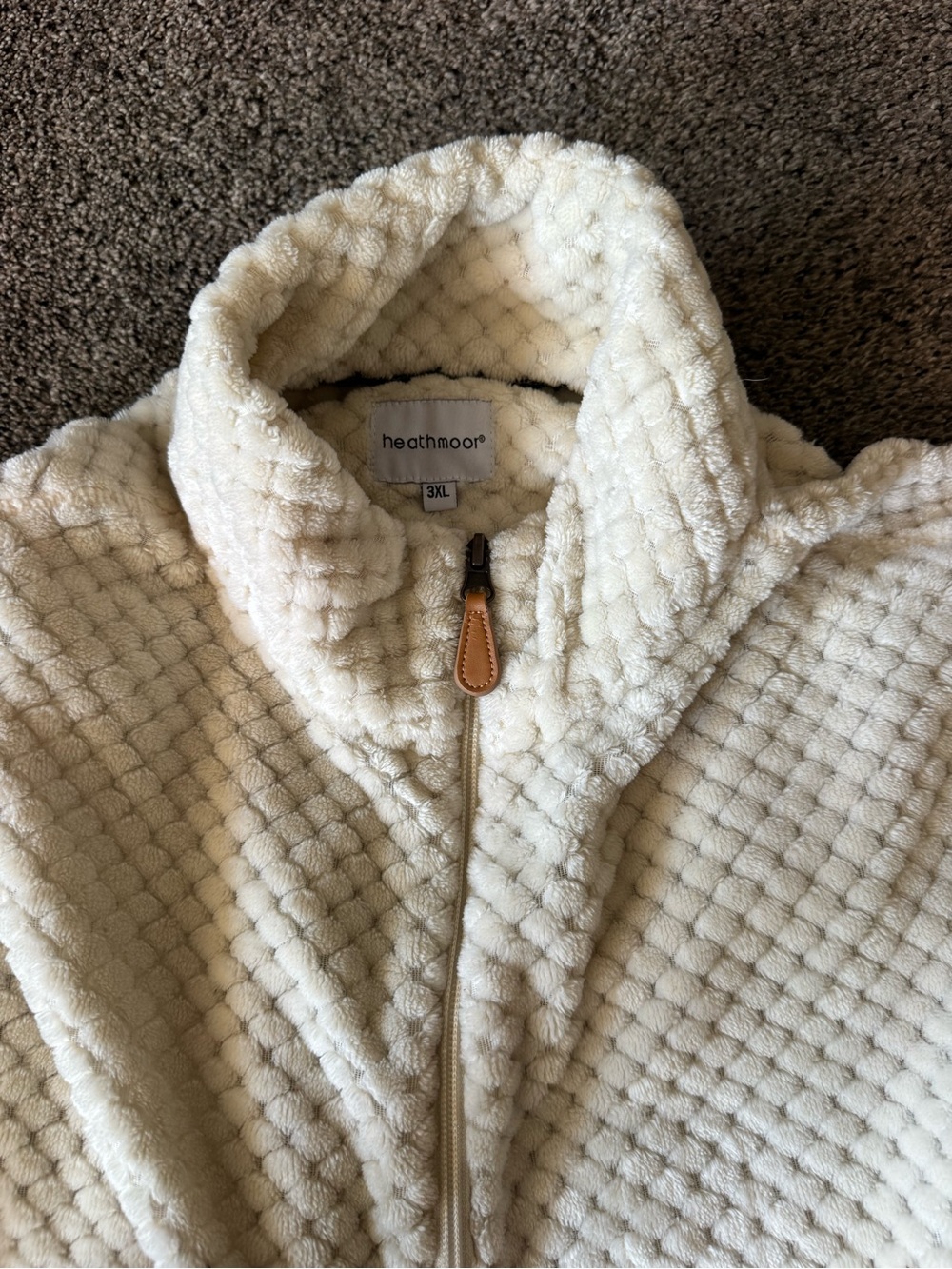 Heathmoor Cream Textured Plush Zip Jacket